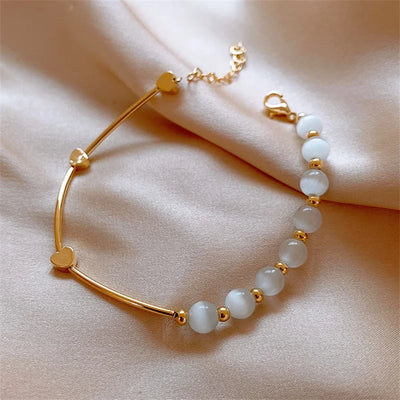 Opal Stone Love Heart Bracelet