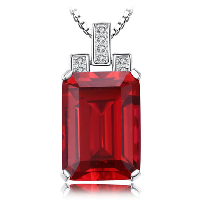 JewelryPalace 9ct Created Red Ruby 925 Sterling Silver Pendant Necklace for Women Engagement Party Jewelry Fashion Gift No Chain
