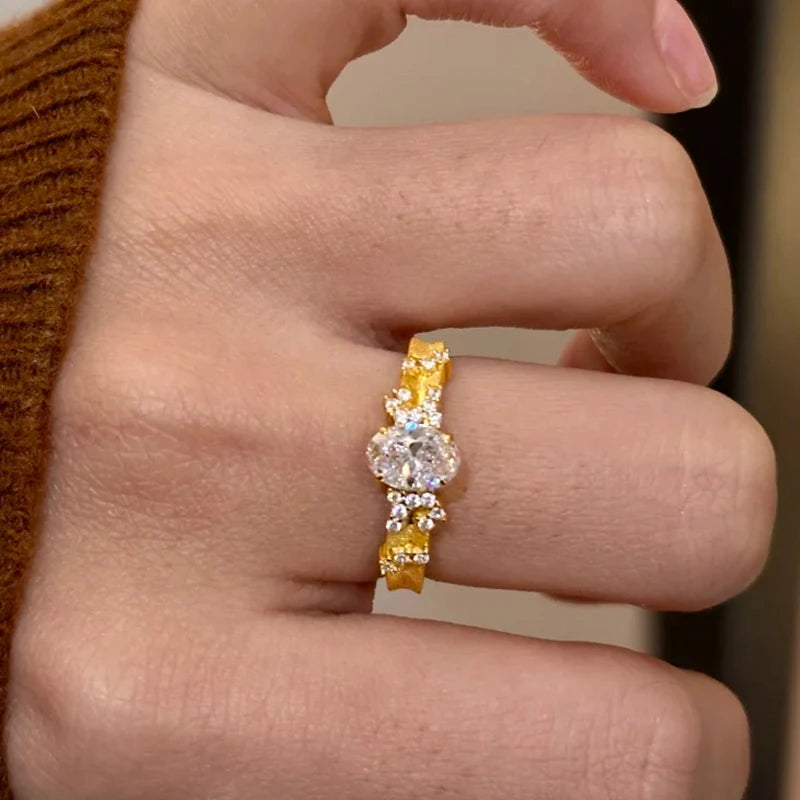 PANJBJ 925 Sterling Silve Moonstone Irregular Ring for Women Party Gift Adjustabler Personality Korean Dropshipping