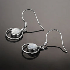 Sterling Silver 925 Earrings Fashion Round Natural 5mm Moonstone Drop Earrings for Women Wedding Engagement Ear Jewelry
