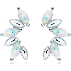 OXTAO Synthetic Opal Fashion Stud Earrings 3x6mm Marquise Shape Cut Ladies 925 Silver Piercing Temperament Earring Jewelry Gift