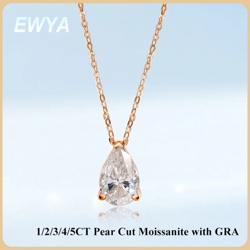 Color Moissanite Diamond Pendant for Women 925 Silver Plated 18k Rose Gold Chain Necklace GRA
