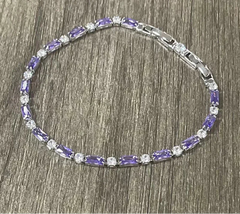 Silver and 18K Gold Amethyst Bracelet Chain For Women