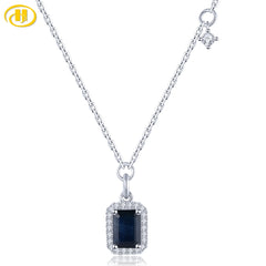 Natural Blue Sapphire Sterling Silver Pendants Necklaces 1.15 Carats Genuine Precious Gemstone Exquisite Fine Jewelrys S925 Women Gifts