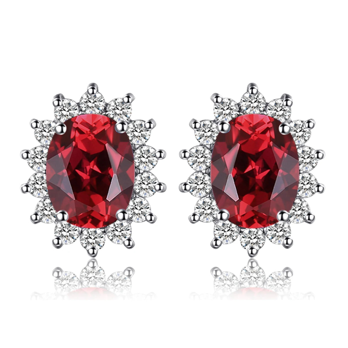 Sterling Silver Stud Earrings Natural Garnet