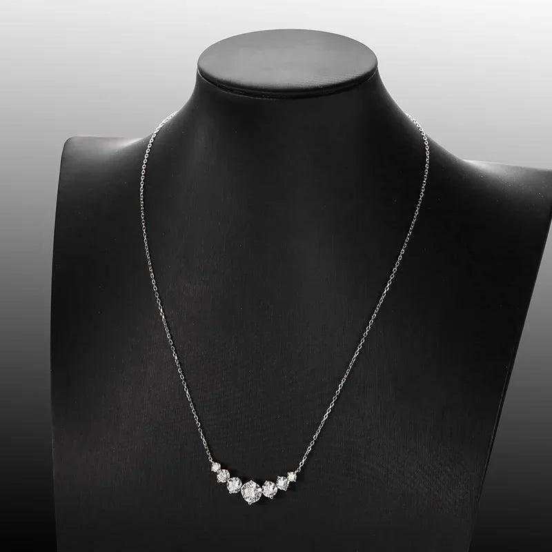 Moissanite Necklace for Women Smile Princesses Sparkling Diamond Pendant S925 Sterling Silver Plated PT950