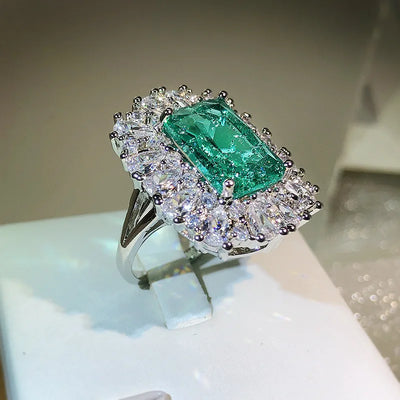 Vintage Emerald Ring 925 Silver