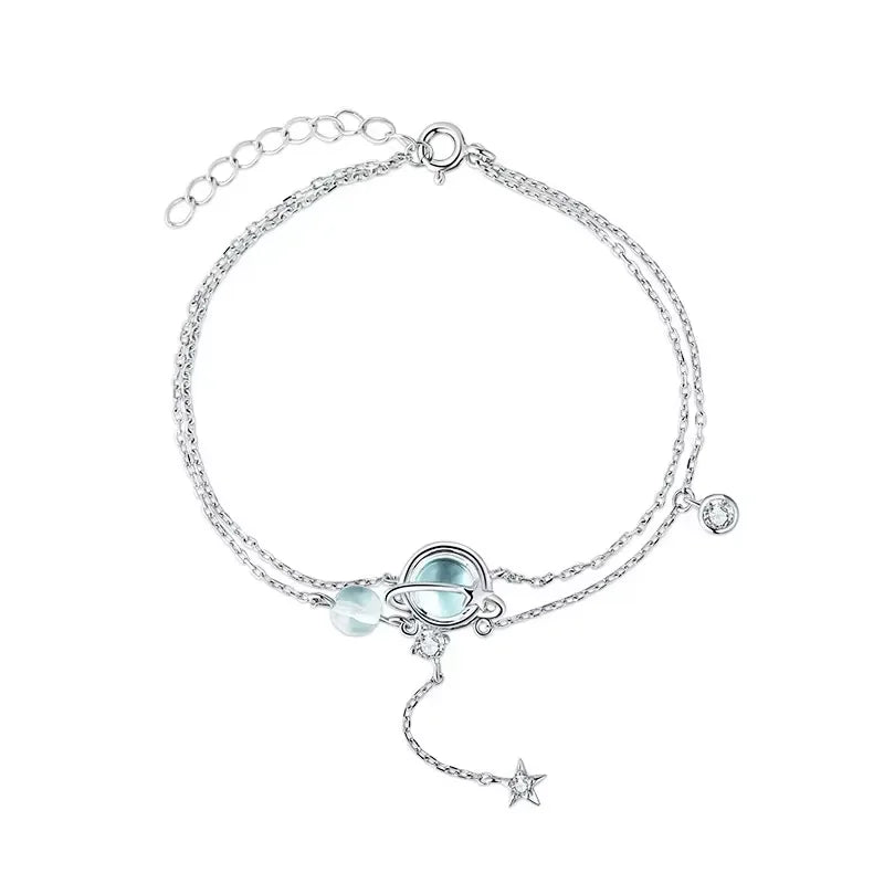 Aquamarine Crystal Encrusted Bracelet Elegant Feminine Trend Jewelry