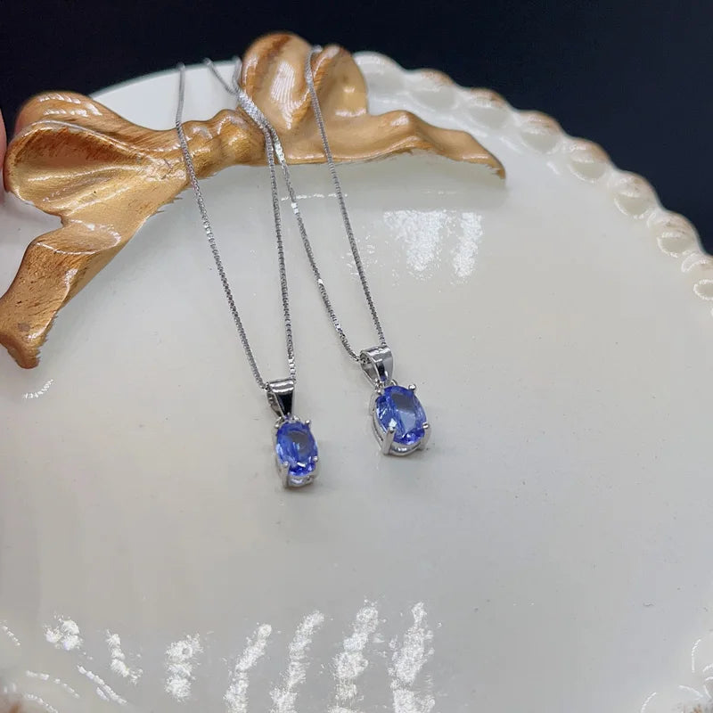 Simple 925 Silver Topaz necklace