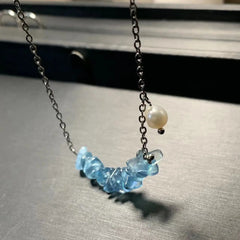 HEYYA STONE Natural Dark Blue Aquamarine Pendant Necklace For Women 925 Silver Plated Simple Fine Jewelry Gemstone Classic Style