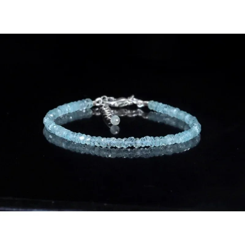 Aquamarine Bracelet - March Birthstone - Gem Vintage Aquamarine hand-beaded bracelet