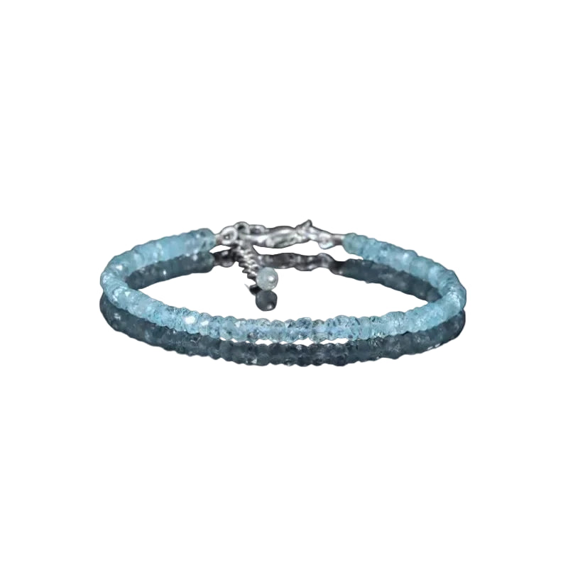 Aquamarine Bracelet - March Birthstone - Gem Vintage Aquamarine hand-beaded bracelet