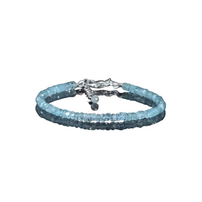 Aquamarine Bracelet - March Birthstone - Gem Vintage Aquamarine hand-beaded bracelet