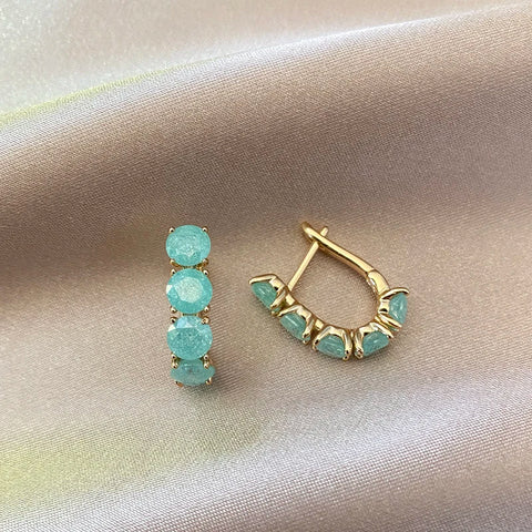 Emerald Round Cut Zircon Drop Earrings