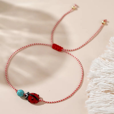 Copper Bead Ladybug Stack Bracelet