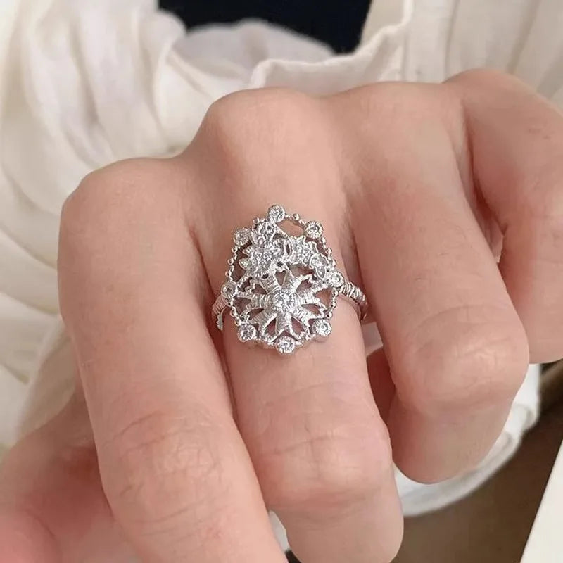 PANJBJ 925 Sterling Silve Moonstone Irregular Ring for Women Party Gift Adjustabler Personality Korean Dropshipping