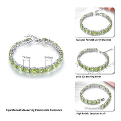 Natural Peridot Sterling Silver Bracelet 25 Carats Genuine Birthstone August Luxury Gorgerous Fine Jewelrys S925 Anniversary