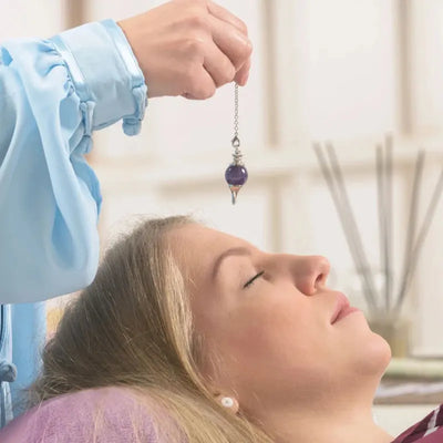 Amethyst Tear Drop Detachable Pendulum Pendant Necklace (Silver Tone)