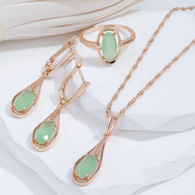 Green Emerald Drop Pendant Necklace For Women