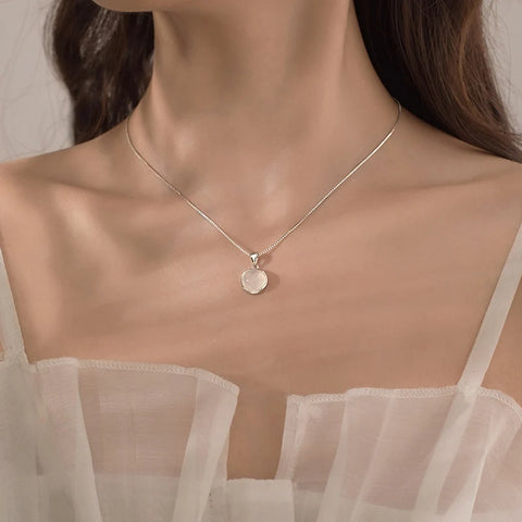 Silver Plated White Moonstone Pendant Necklace