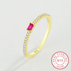 2022 NEW Exquisite 18K Gold Ruby Pink Ring For Women Single Row Diamond Crystal Genuine S925 Silver Anniversary Gift Jewelry