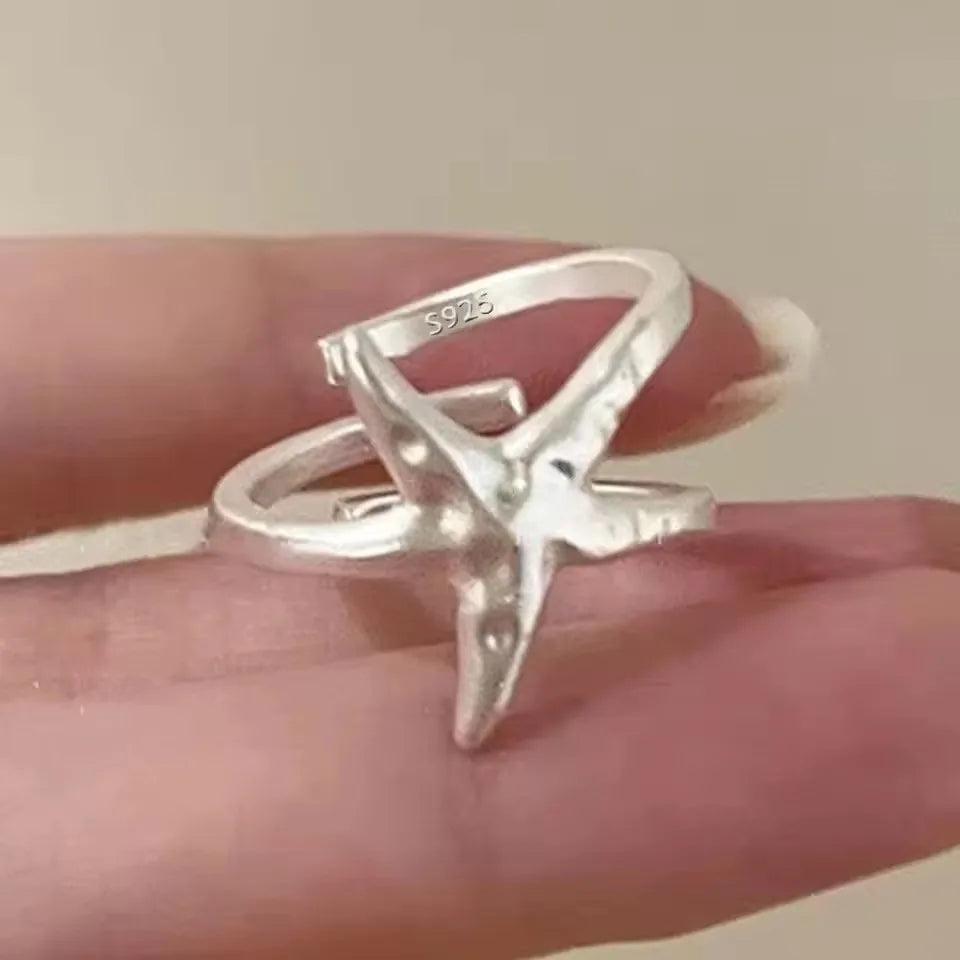 PANJBJ 925 Sterling Silve Moonstone Irregular Ring for Women Party Gift Adjustabler Personality Korean Dropshipping