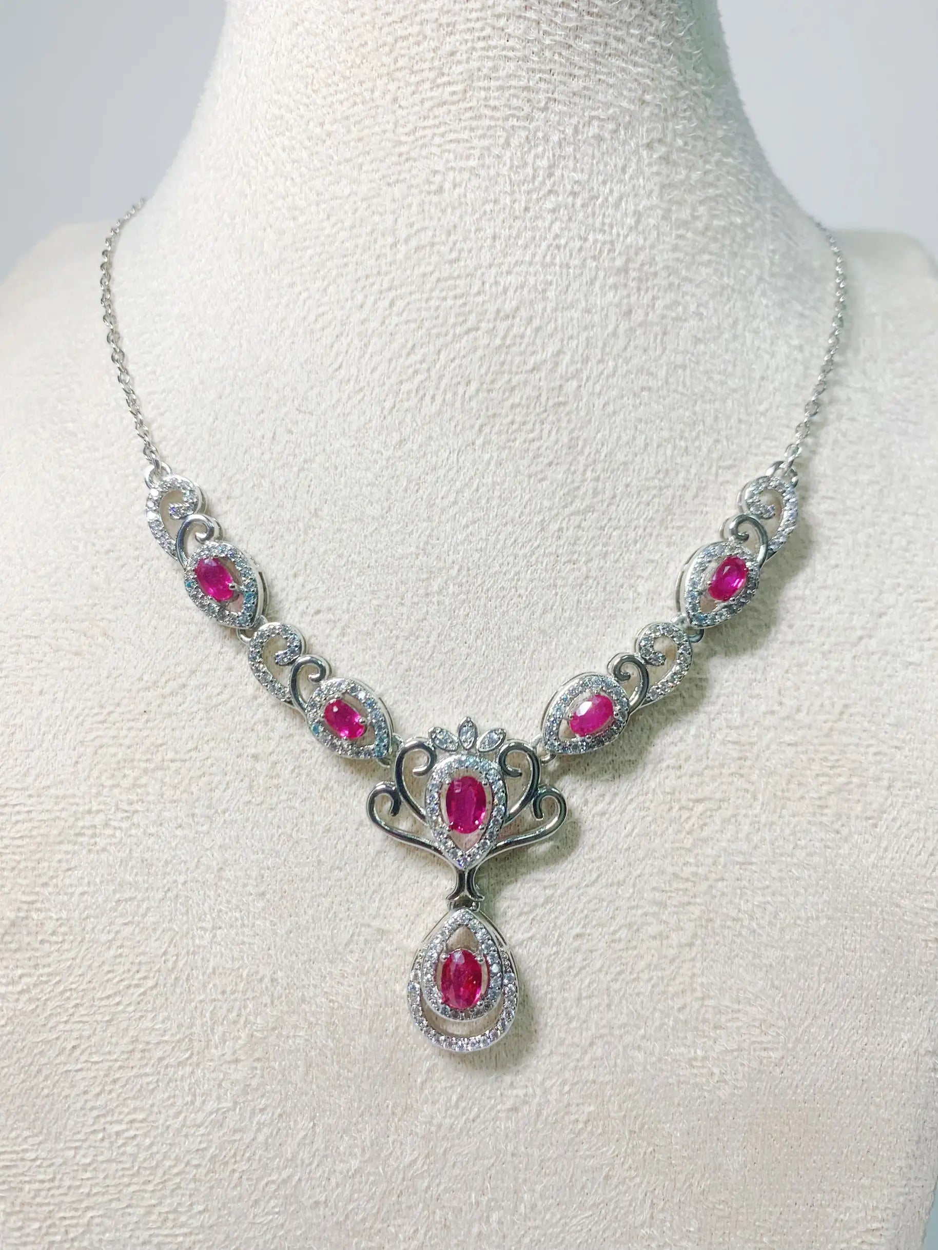 ZECAA 925 Jewelry Woman Ruby Necklace Pendant With Natural Ruby Gemstone 4*6mm S925 Silver Woman Ruby Necklace Pendant