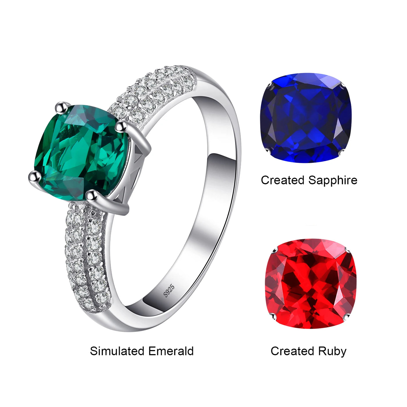 Green Simulated Nano Emerald Ruby Ring