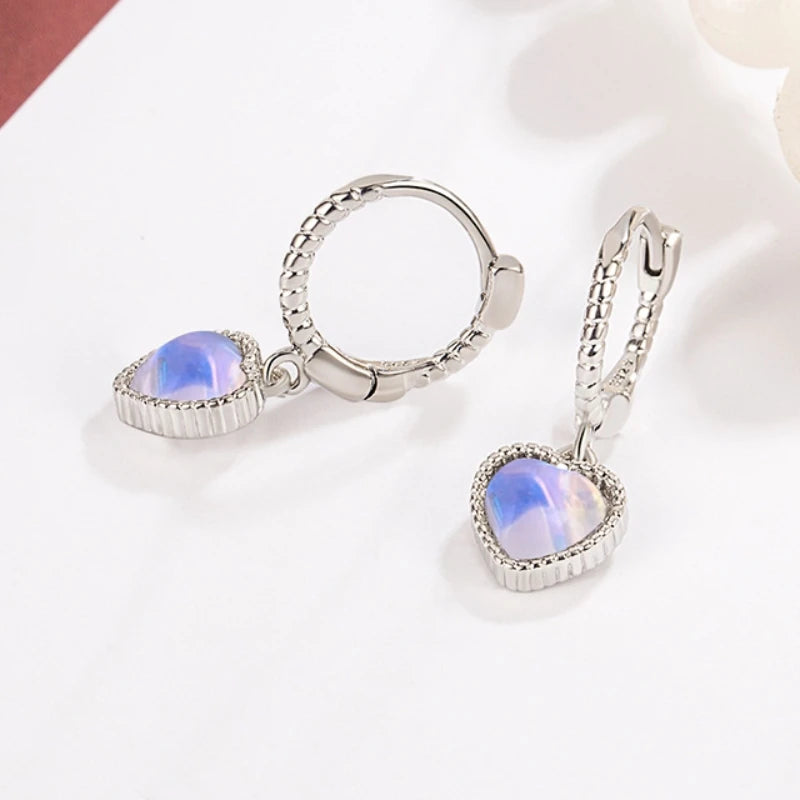 ANENJERY Moonstone Pearl Pendant Hoop Earrings For Women Fashion Jewelry Niche Girls Gifts Party Earring