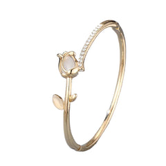 Exquisite Opal Tulip Zircon Bracelet for Women Fashionable Personalized Daily Accessory Party Jewelry Birthday Anniversary Gifts