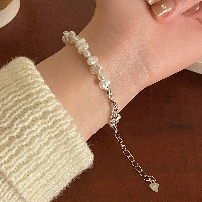 925 Sterling Silver Love Pearl Adjustable Bracelet