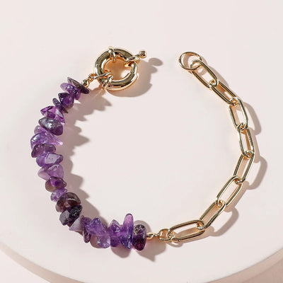 February's Amethyst Toggle Chain Bracelet (Gold)