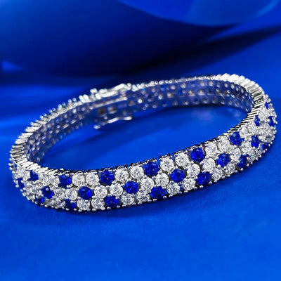 Charm Sapphire Moissanite Bangle Bracelet 100% Real 925 Sterling silver Wedding Bracelets For Women Bridal Promise Party Jewelry