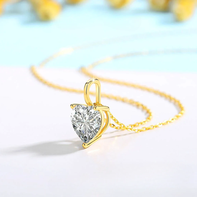 April's Heart Cut 14K Diamond Solitaire Necklace Pendant