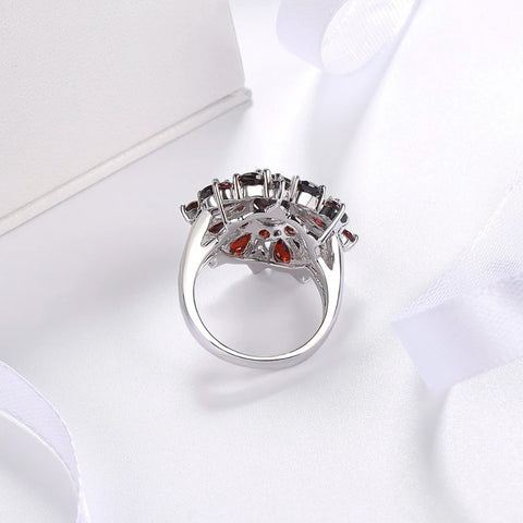 Multi-Cut Garnet Sterling Silver Cocktail Ring