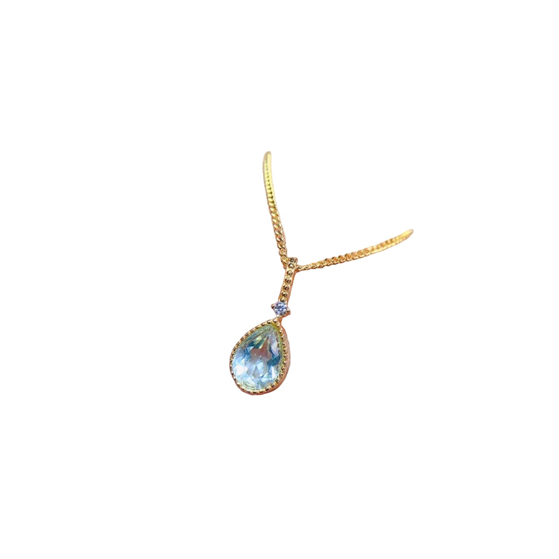Natural Aquamarine  pendant necklace for women silver 925 jewelry luxury gem stones 18k gold plated free shiping items