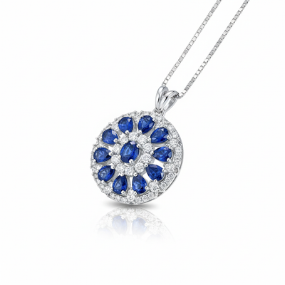 ZECAA 925 Blue Sapphire Jewelry Woman Sapphire Pendant Neckalce With Natural Blue Sapphire 3*4mm S925 Silver Blue Sapphire Lady Pendant