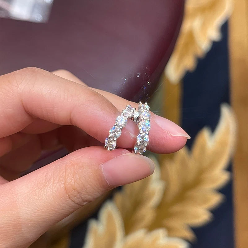 5 Stone Diamond Pavé Huggie Hoop Earrings