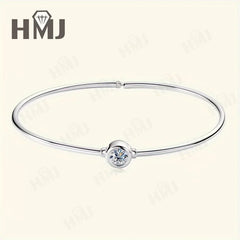 0.5CT Moissanite Bangle Bracelet 18K Gold Plated Bezel Set Diamond Bracelet 925 Sterling Silver Classic Jewelry for Woman Charms