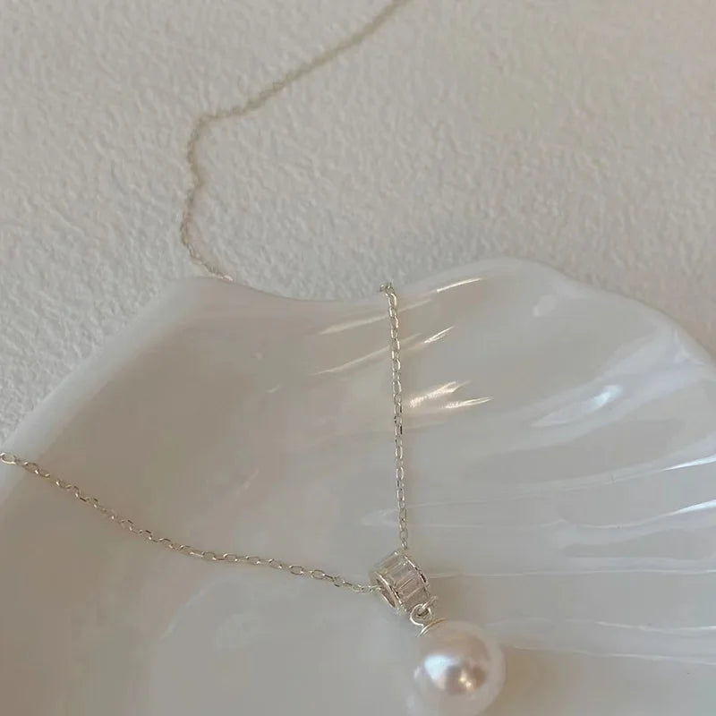 VENTFILLE 925 Sterling Silver Green Crystal Necklace for Women Girl Temperament Banquet Water Drop Jewelry Gift Dropshipping