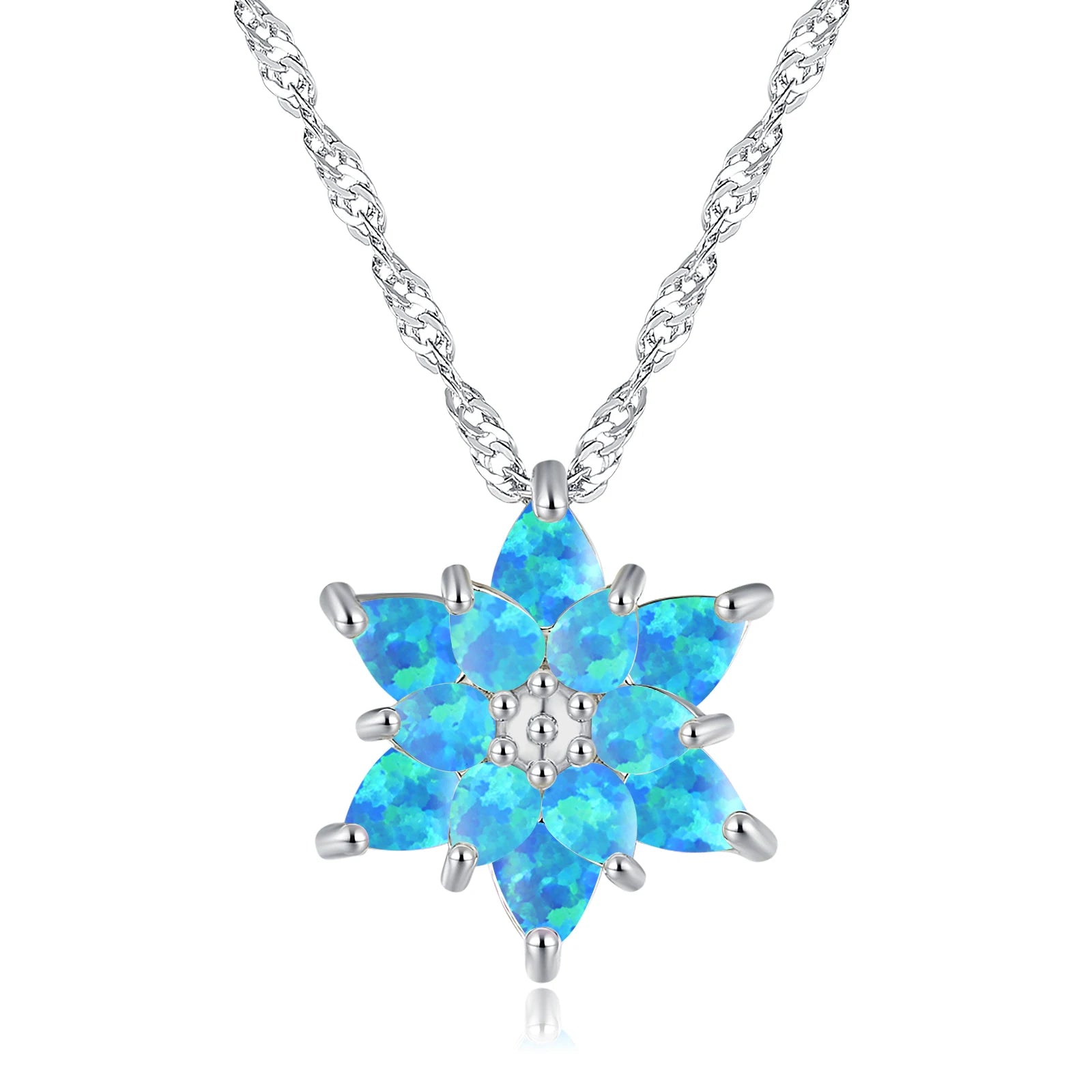 CiNily Delicate Flower Shaped Fire Opal Pendant Necklace Rose Gold Plated Trendy Jewelry Gifts for Women Girls(with Chain)