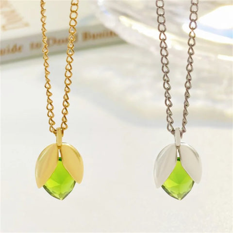 Green Zircon Pistachio Pendant Necklace