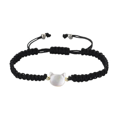 1pair Natural Moonstone Obsidian Bracelets Fidget Bracelet Handmade Couple Cute Black White Cat Bracelet Accessories Jewelry