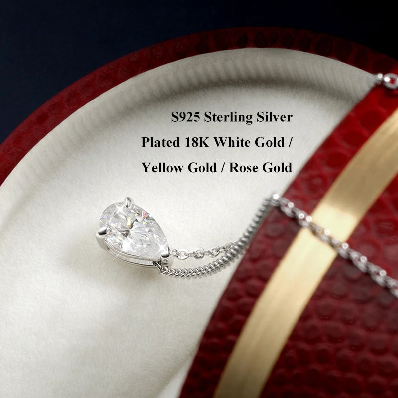 Color Moissanite Diamond Pendant for Women 925 Silver Plated 18k Rose Gold Chain Necklace GRA