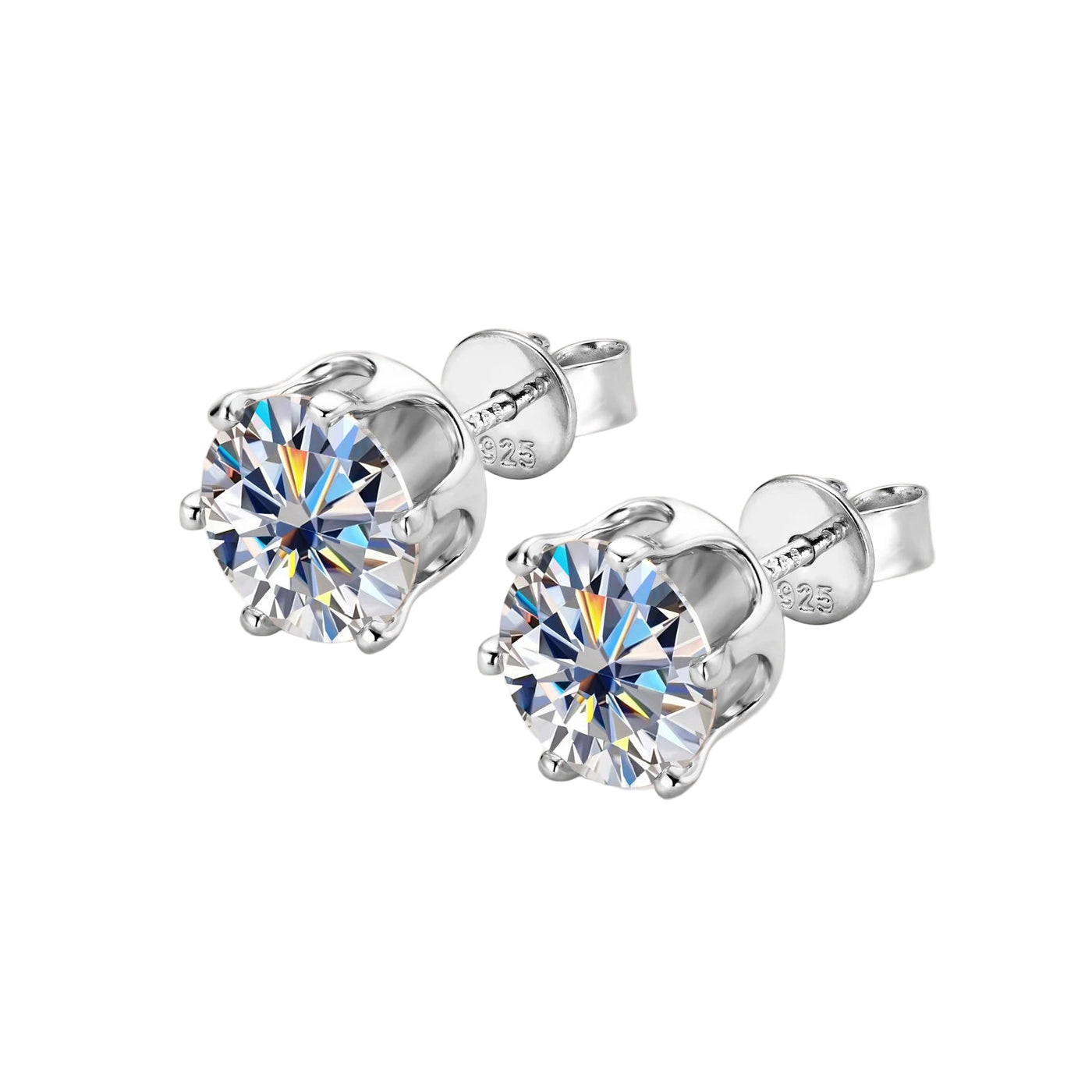 Sterling Silver Diamond Stud Earrings for April Born's