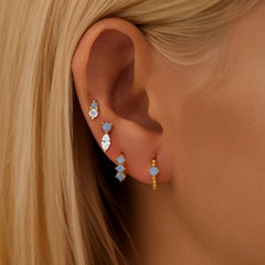 CANNER 1 Set Blue Opal Horse Eye Zircon Stud Earrings For Women 925 Sterling Silver Minimalism Ins Hoop Earrings Fine Jewelry