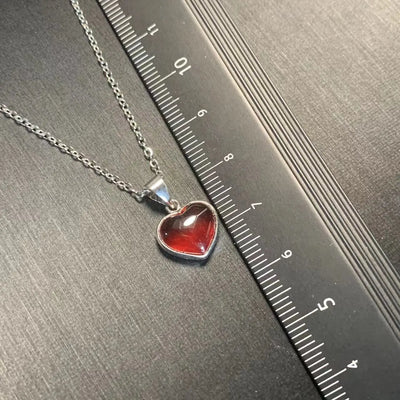 Mini Heart: Bezel Set Garnet Birthstone Pendant