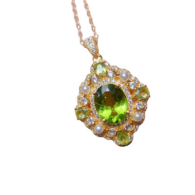 Pendant 925 Sterling Silver Natural Peridot women's Fire Color Super Good Free Shipping Jewelry Certified Jewelry Boutique