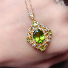 Pendant 925 Sterling Silver Natural Peridot women's Fire Color Super Good Free Shipping Jewelry Certified Jewelry Boutique