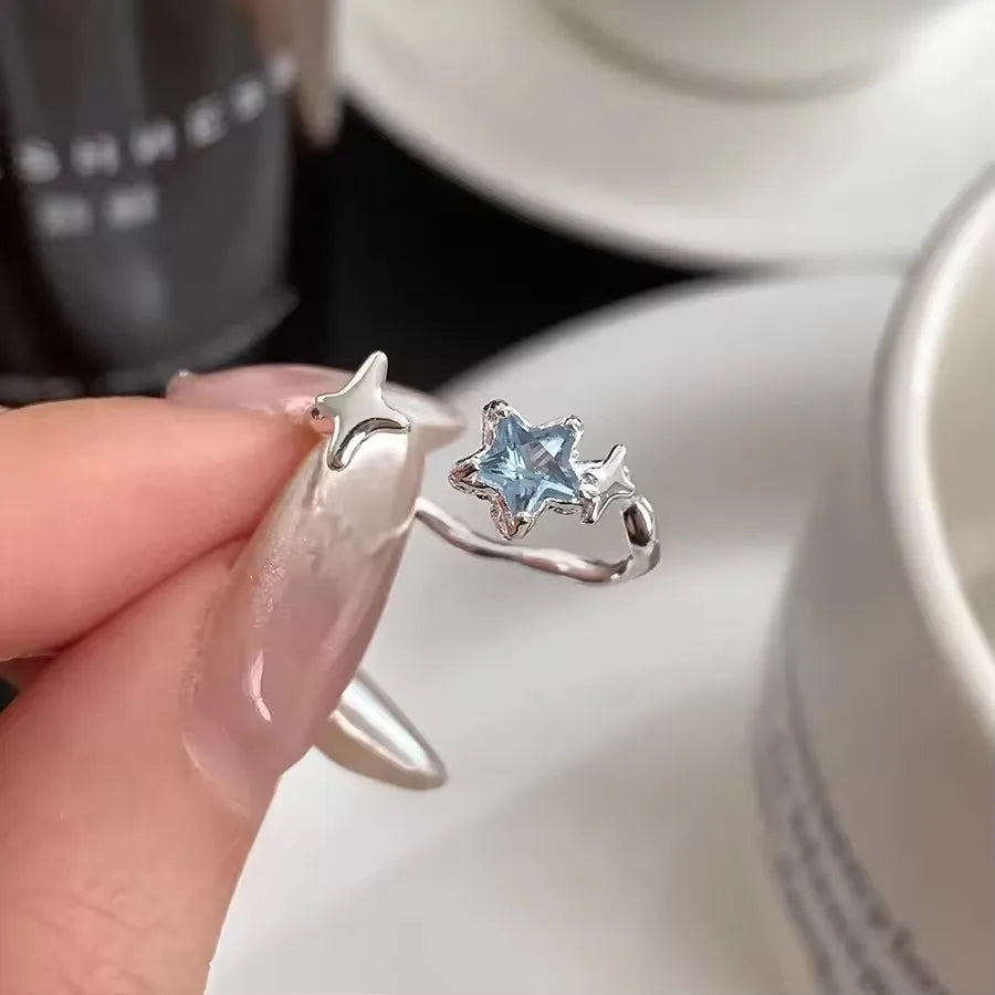 PANJBJ 925 Sterling Silve Moonstone Irregular Ring for Women Party Gift Adjustabler Personality Korean Dropshipping